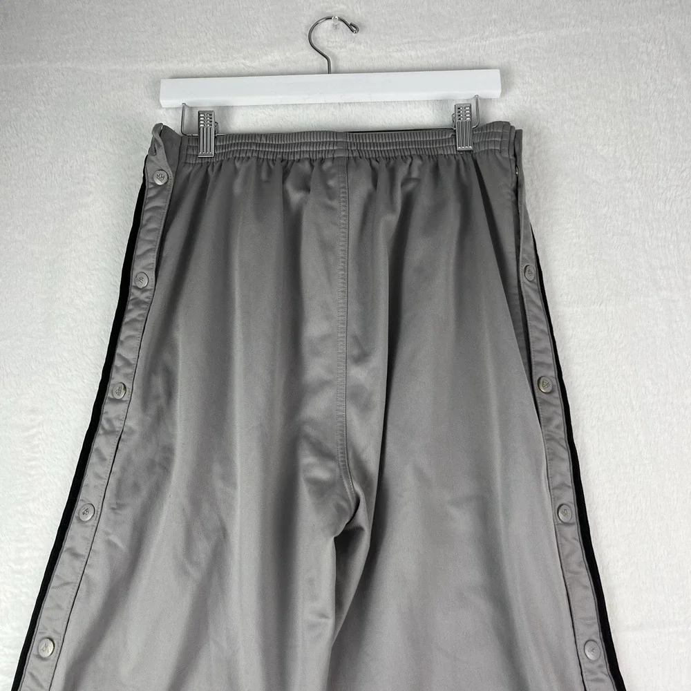 VTG Y2K Adidas Snap On Men's Grey Striped Activewear Pants Size Large